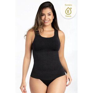Curveez Essential Square Neck Control Tank Sz Large Black Shapewear Top CUR3510